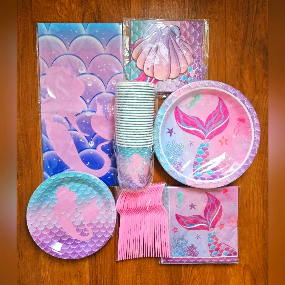 Mermaid Party Set - Pink and Blue Adding 25 Matching Favor Bags Too
